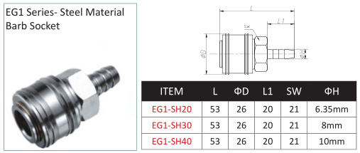 Xhnotion Chrome-Plated Steel Barb Socket Quick Coupler