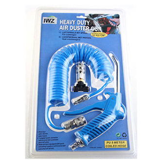 Blister Packing 6mm PU Coiled Tubing Air Blow Gun Kits with Pneumatic Fitting