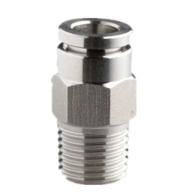 Pneumatic SS316 Air Inox Push in Fitting Thread Metal Sleeve Male Straight Push Lock Fitting