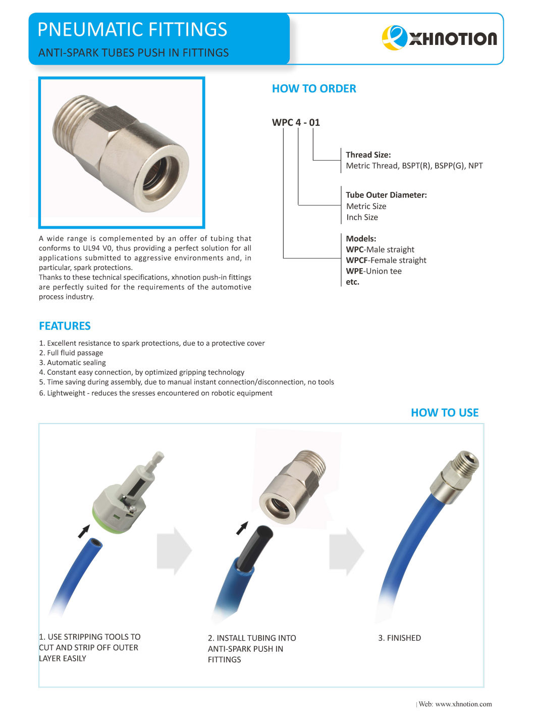 Anti-Spark Push in Fittings Flame Resistance Automotive Male Run Tee