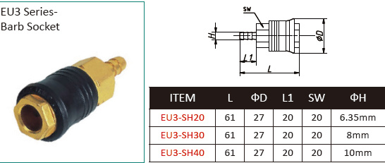 Two Touch Brass Barb Socket Quick Coupler Air Tools Air Compressor