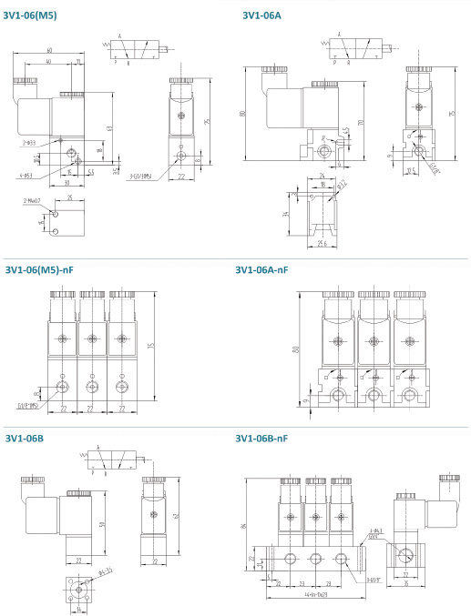 2 Way 3 Position Aluminum Alloy Directional Solenoid Valve