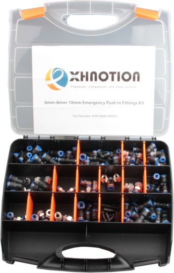 Xhnotion 4mm, 6mm, 8mm, 10mm Plastic Pneumatic Air Fitting Push-to-Connect Fitting Kit 134 Piece
