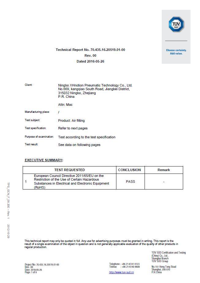 Pneumatic Water Push to Connect Fittings