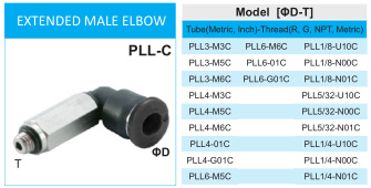 Mini Quick Fitting Extended Male Elbow Fitting 32-140 &ordm; F