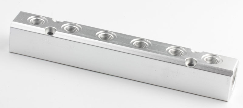 Xhnotion Six-Station Aluminum Pneumatic Manifold with 1/2''bspp Inlet, 1/4''bspp Outlet