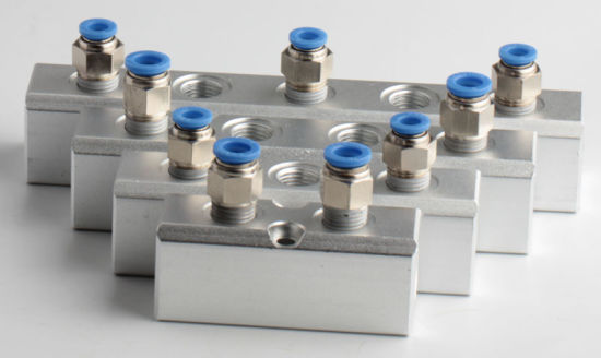 1/4 X 1/8 Female Bspp 6-Outlet Aluminum Anodized 6 Position Fixed Length Valve Manifold 