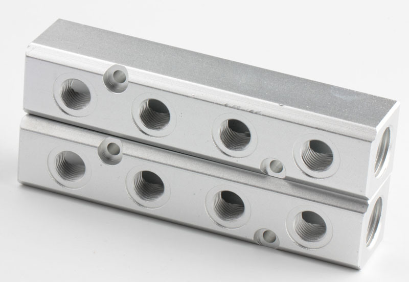 Xhnotion Four-Station Aluminum Pneumatic Manifold with 1/2''bspp Inlet, 1/4''bspp Outlet