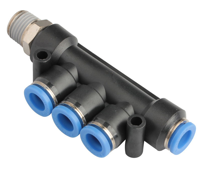 Xhnotion Pneumatic Push in Male Reducer Triple Branch Air Hose Fitting with 100% Tested