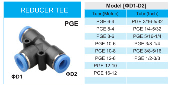 Xhnotion - Pneumatic Push in Reducer Tee Air Hose Fitting with 100% Tested