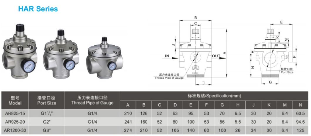 G2'' Large Flow Aluminum Alloy Har Series Regulator Har925-20