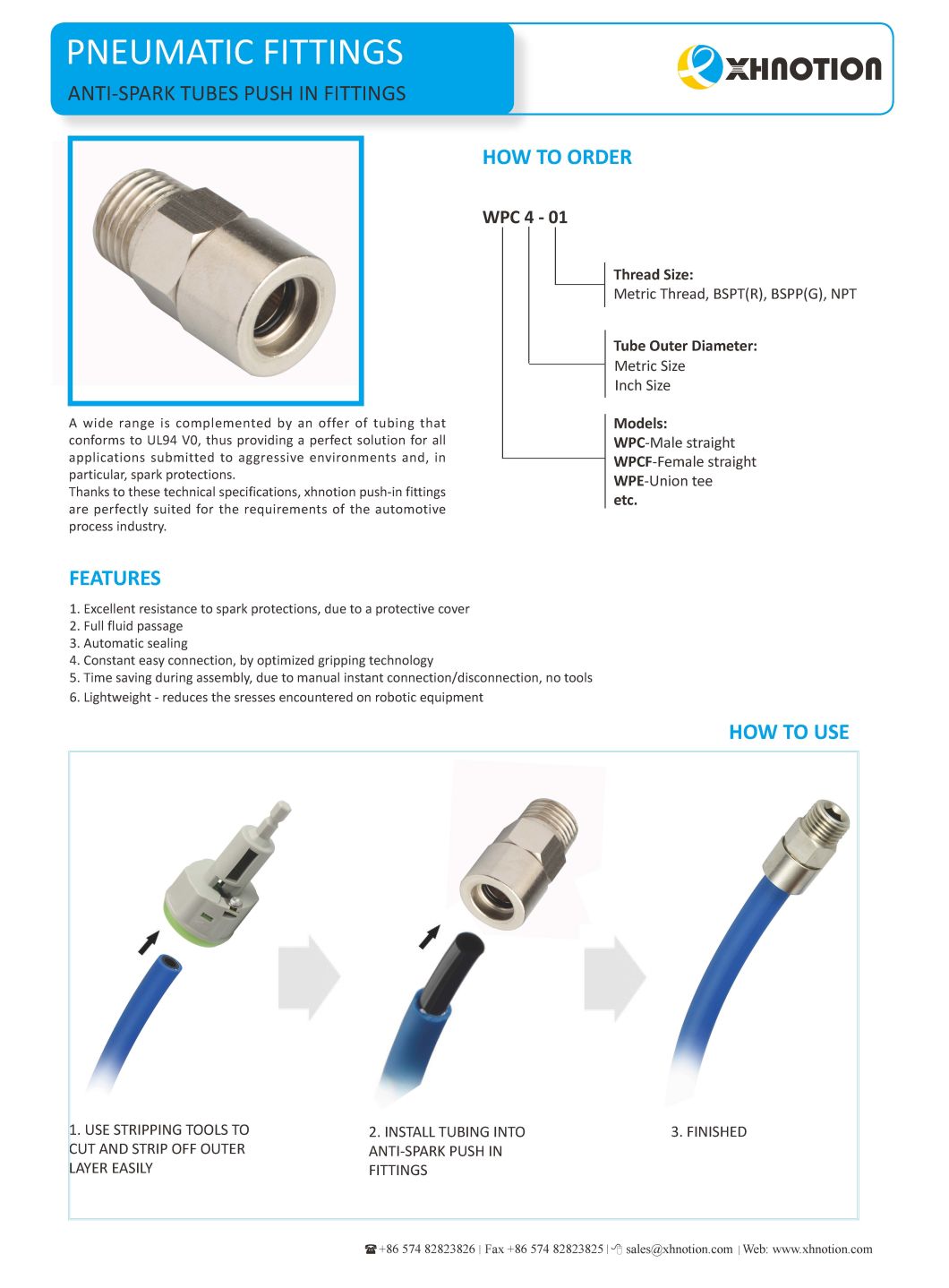 Anti-Spark Push in Fittings Flame Resistance Automotive Male Tee