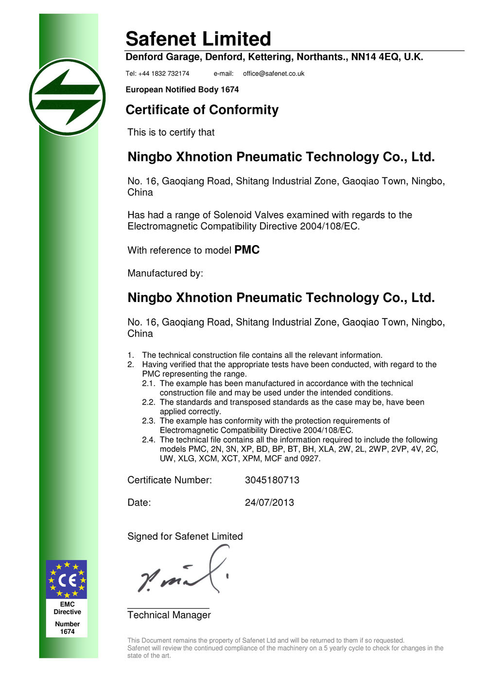 High Pressure Solenoid Valve, Stainless Steel Valve, Max Pressure 250 Bar Xlg150-15