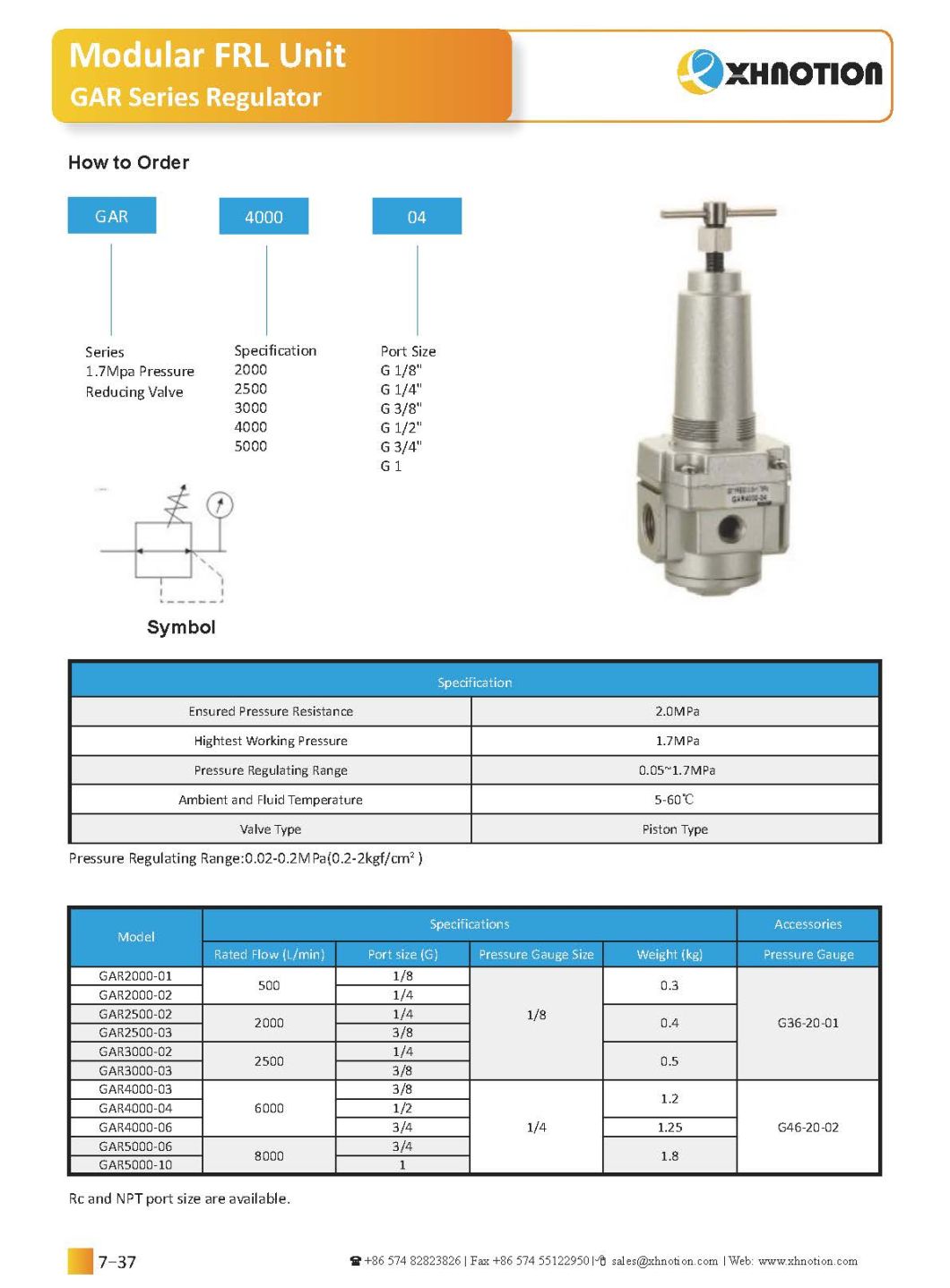 Xhnotion Pneumatic 17 Bar Aluminum Air Regulator F. R. L Unit.