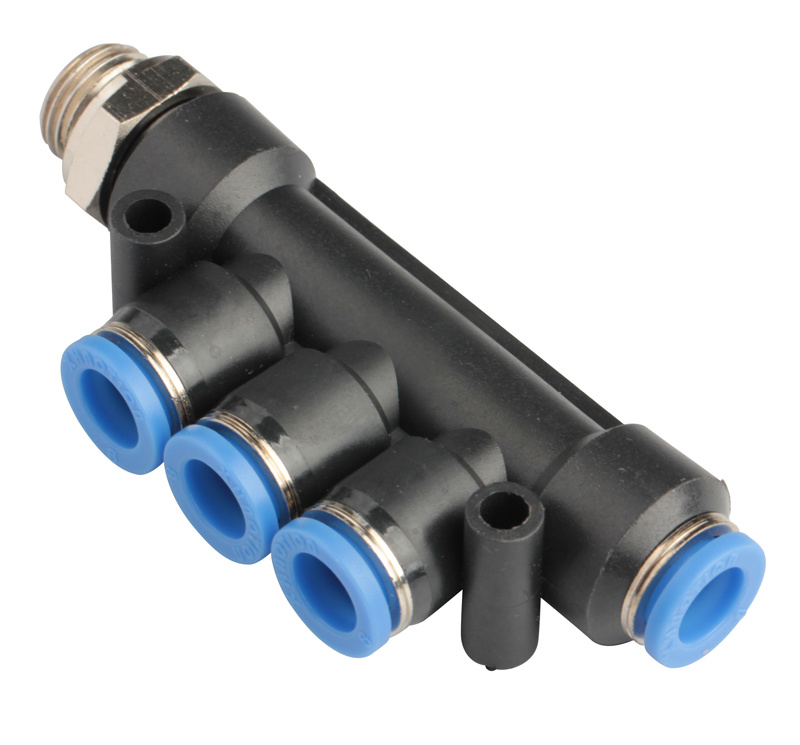 Xhnotion Pneumatic Push to Connect Male Triple Branch Air Hose Fitting with 100% Tested