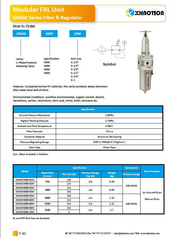Xhnotion Pneumatic 17 Bar Aluminum Air Regulator and Filter F. R. L Unit.