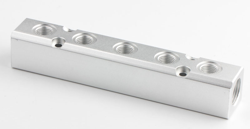 Xhnotion Five-Station Aluminum Pneumatic Manifold with 1/2''bspp Inlet, 1/4'' BSPP Outlet