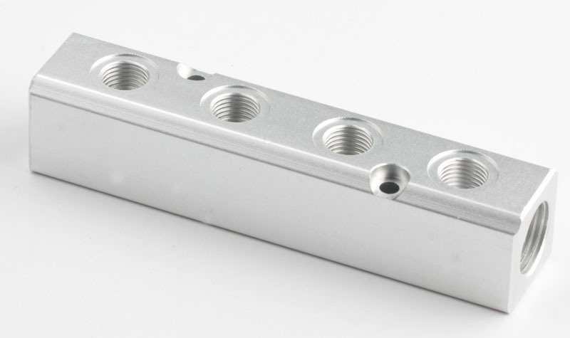 Xhnotion Four-Station Aluminum Pneumatic Manifold with 1/2''bspp Inlet, 1/4''bspp Outlet