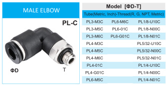 Ultra-Small Male Elbow Fitting Quick Fitting