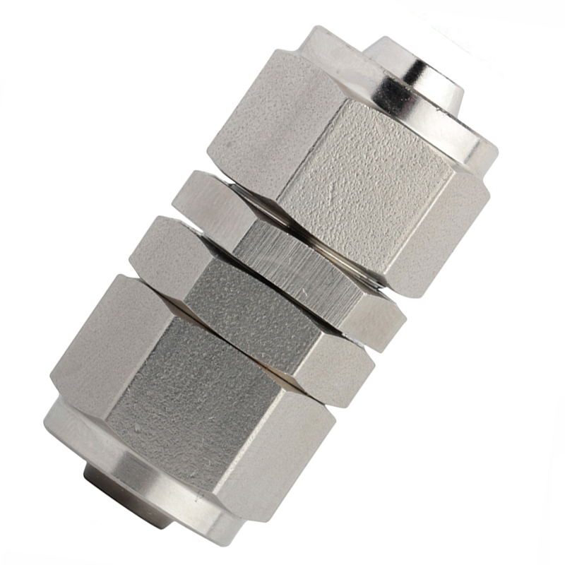 SS316L Stainless Steel (SSRPM) Rapid Screw Fitting 8mm Bulkhead Union Push on Fitting Quick Joint Fitting Bite Type Connector
