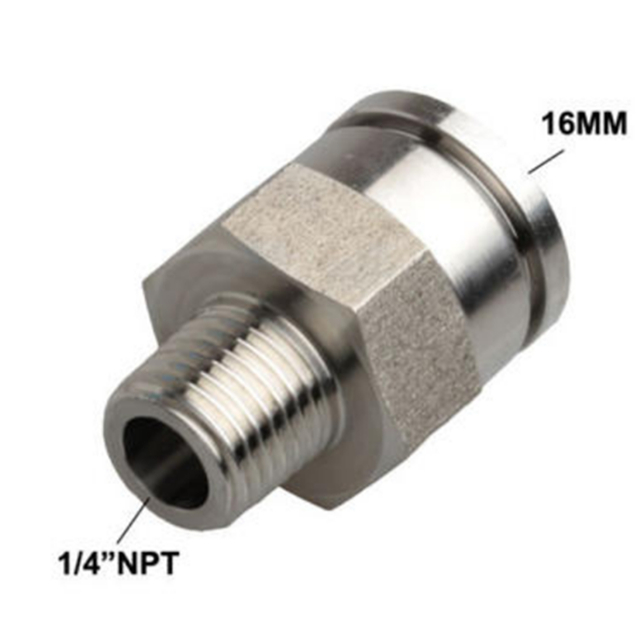 Xhnotion Stainless Steel Fitting 16mm X 1/4"NPT Custom-Made Metal Male Straight Connector