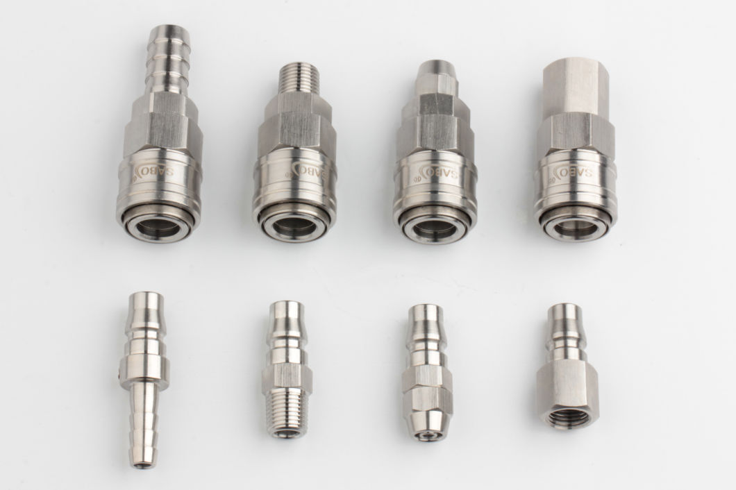 Sabo Xhnotion 1/4, 3/8, 1/2 Male Plug Stainless Steel SS304 Quick Coupling, Air Coupler, Compressor Pneumatic Coupling