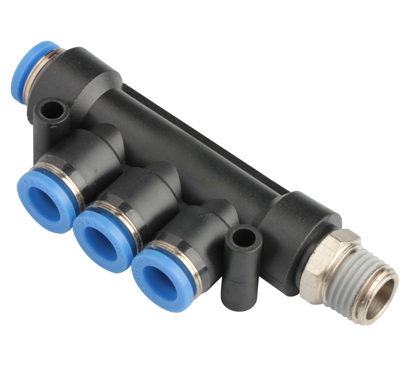 Xhnotion Pneumatic Push in Male Reducer Triple Branch Air Hose Fitting with 100% Tested