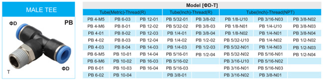 XHnotion Male Tee Branch Connector Push in Fitting for Air Hose